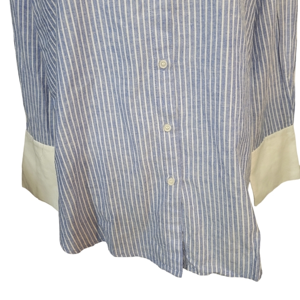 Vero Moda Lenora long sleeved shirt blue and white striped size small - Picture 4 of 13